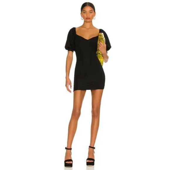 MORE TO COME Lizzy Puff Sleeve Dress in Black - Picture 1 of 6